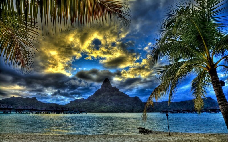 Tropical Island at Sunset — Dramatic