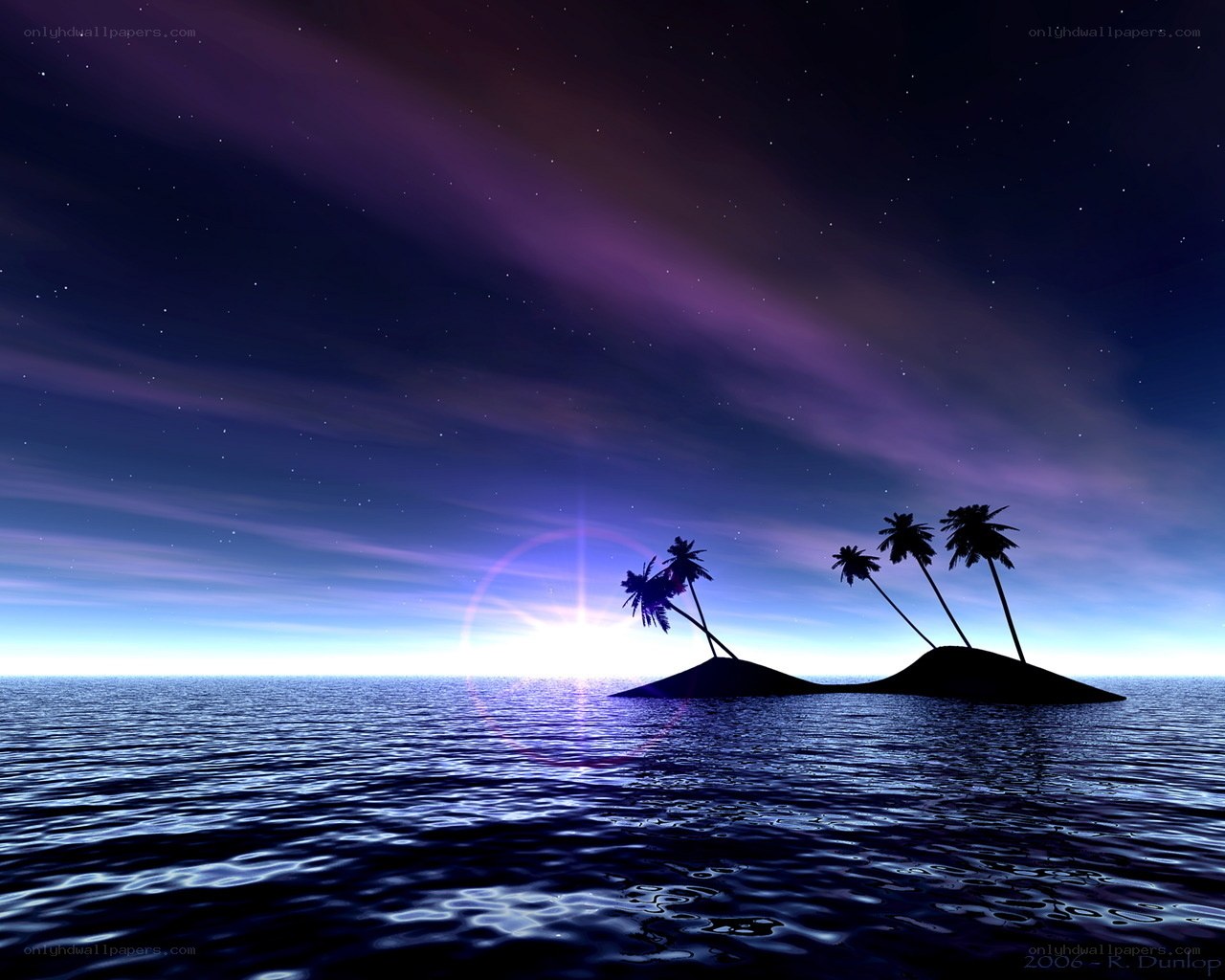 Tropical island at twilight