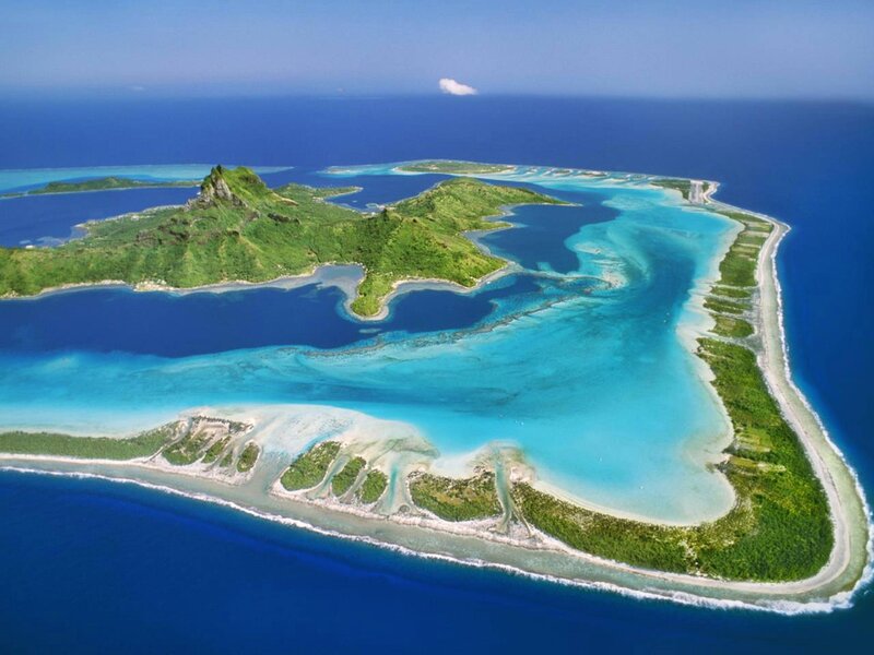 Tropical Island Atoll — Blue, Serene, Afternoon, Photograph