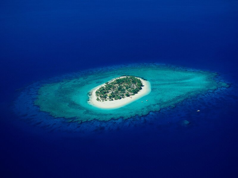 Tropical Island Atoll — Blue, Serene, Afternoon