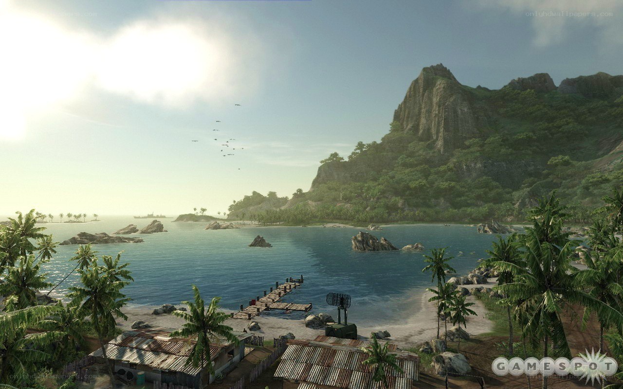 tropical island bay scene
