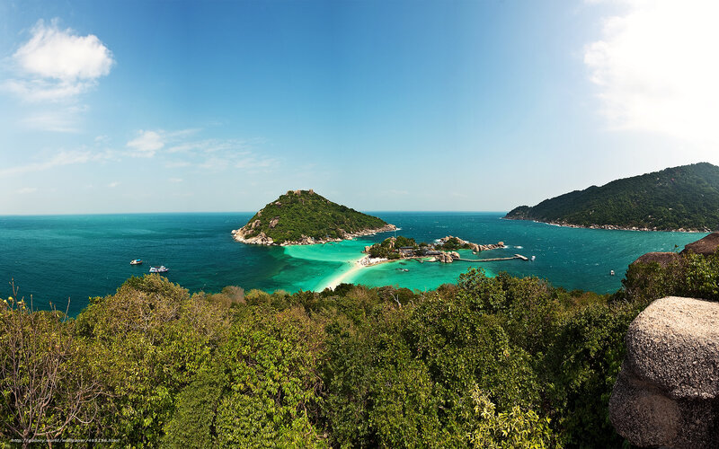tropical island bay view