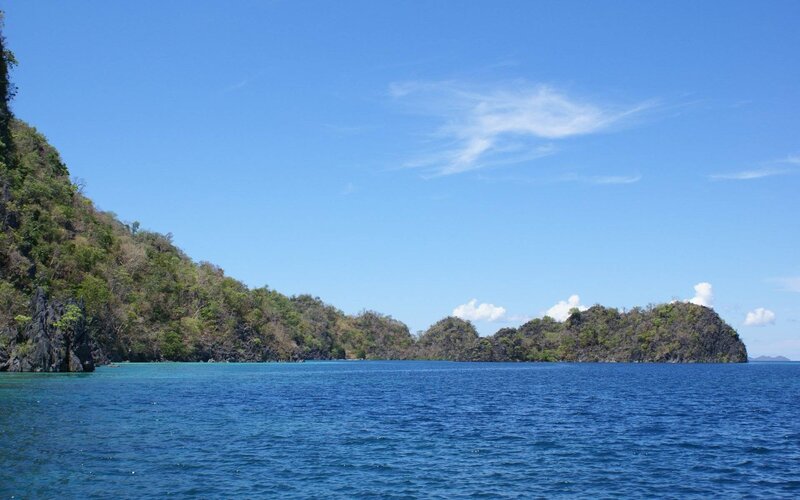 tropical island bay with clear water