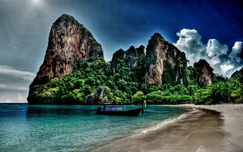 Tropical Island Beach — Blue, Dramatic, Afternoon, Photograph