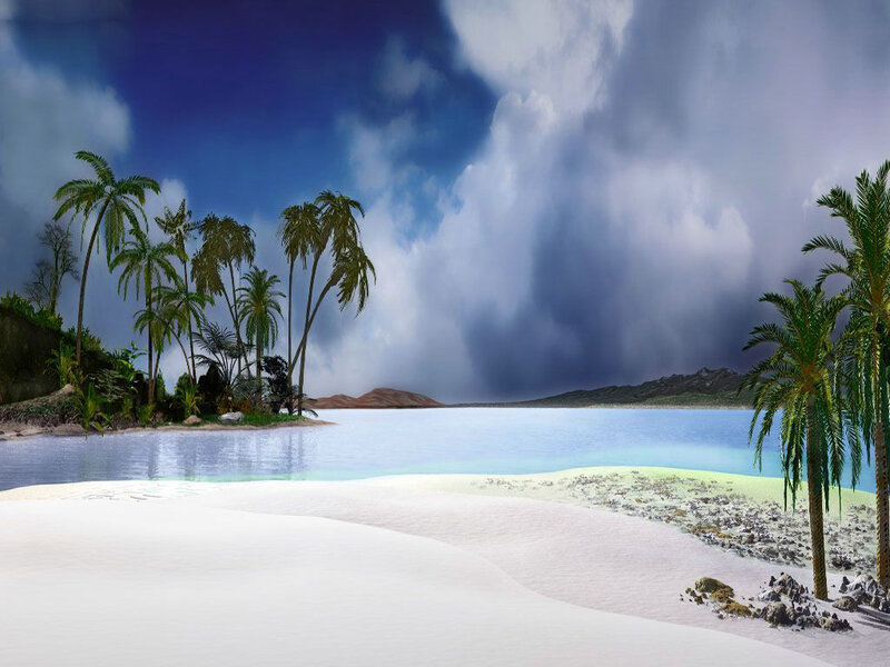 Tropical Island Beach — Blue, Dramatic
