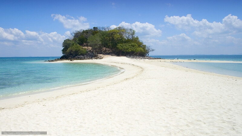 Tropical Island Beach — Blue, Serene, Afternoon, Photograph, Sand
