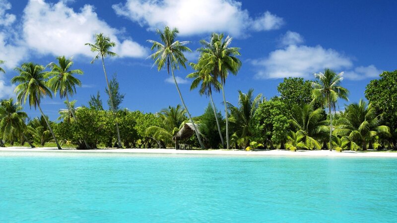 Tropical Island Beach — Blue, Sky