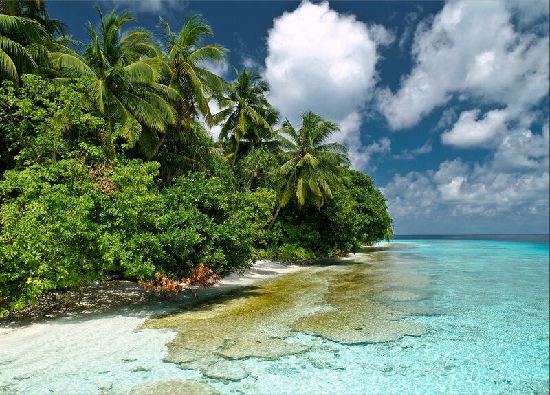 Tropical Island Beach — Clouds