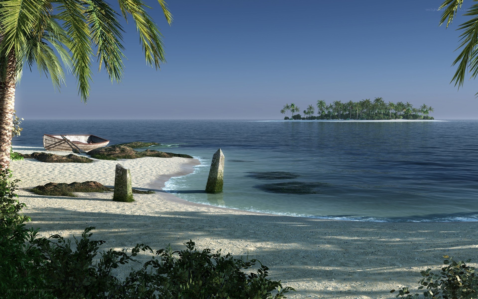 tropical island beach scene