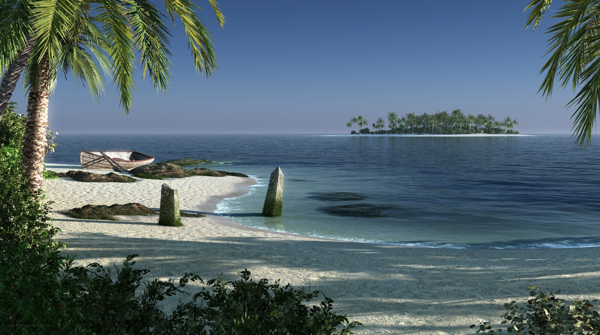 tropical island beach scene