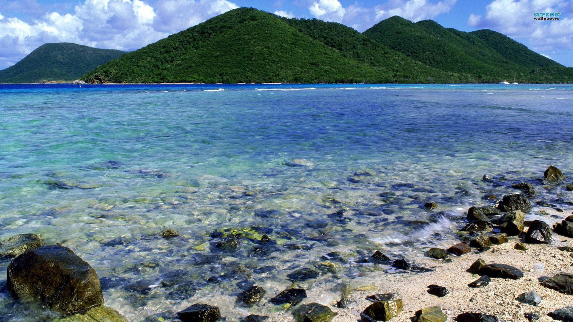 tropical island beach scene