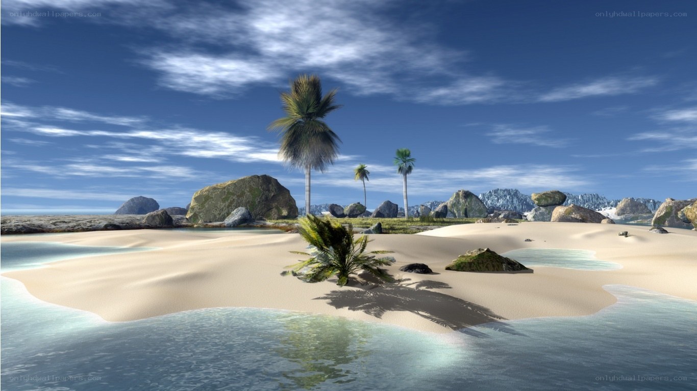 tropical island beach scene