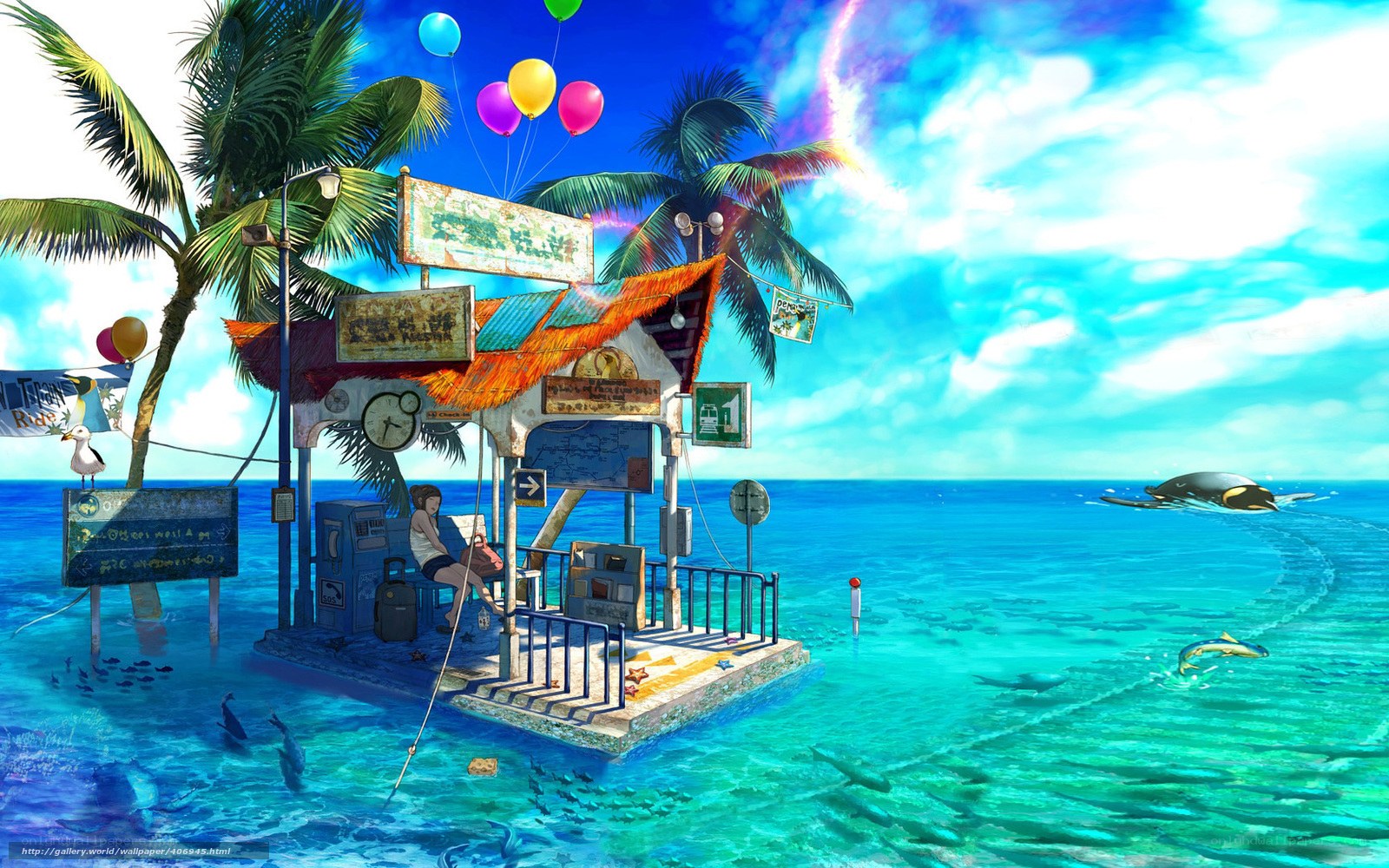 Tropical island bus stop