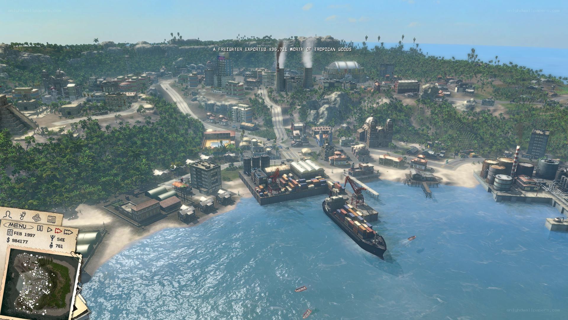 tropical island cityscape