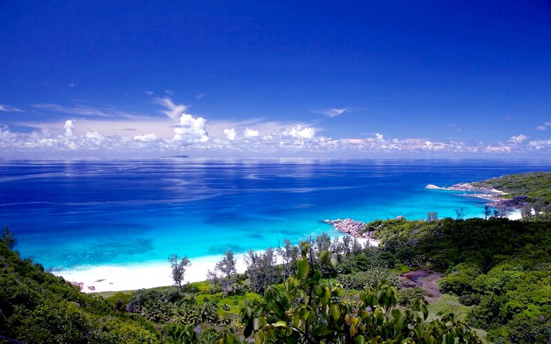 Tropical Island Coastline — Blue, Serene