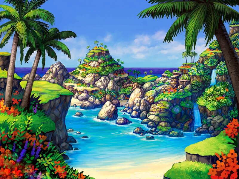 Tropical Island Cove — Blue, Serene