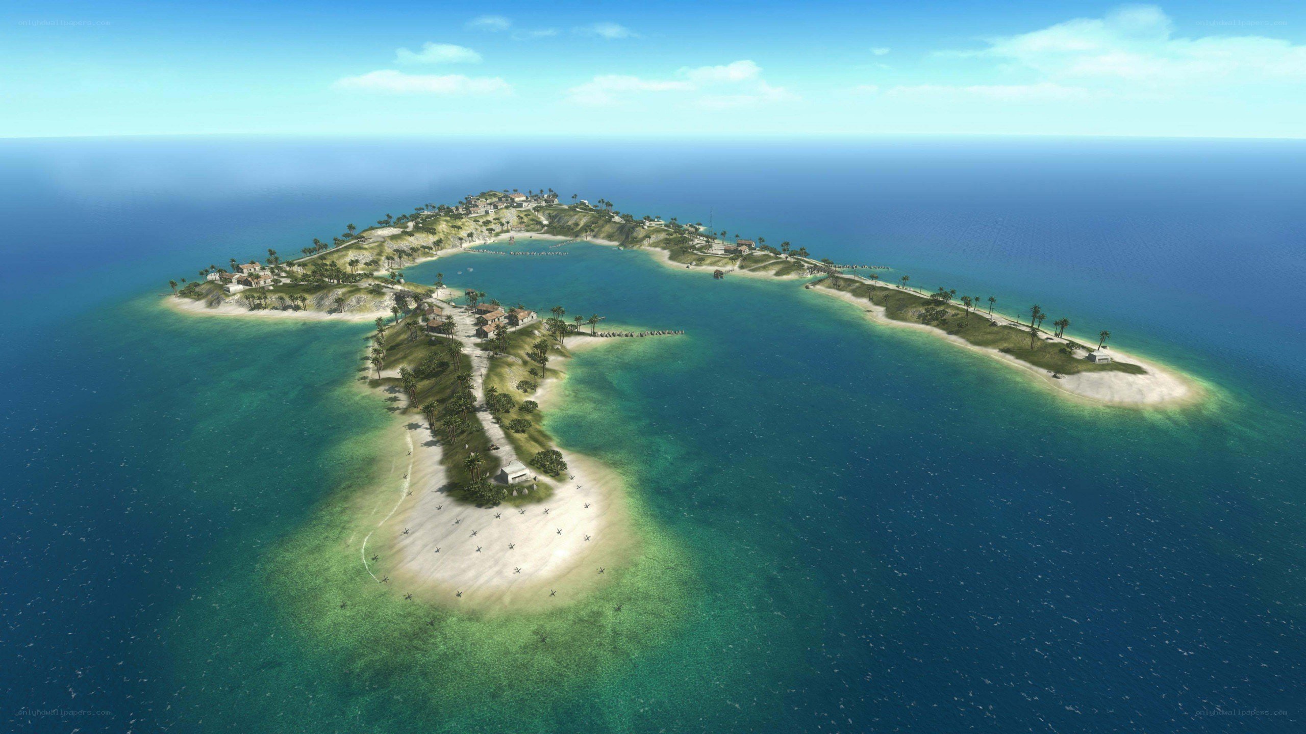 tropical island from above
