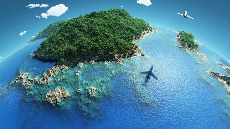 Tropical Island from Above — Blue, Serene, Afternoon, 3d Render