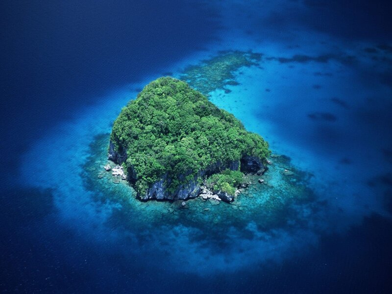 Tropical Island from Above — Blue, Serene, Afternoon