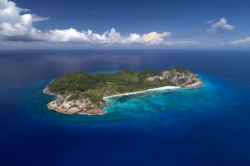 Tropical Island from Above — Blue, Serene