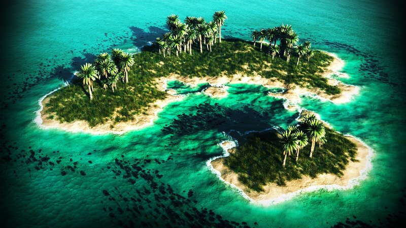 tropical island from above