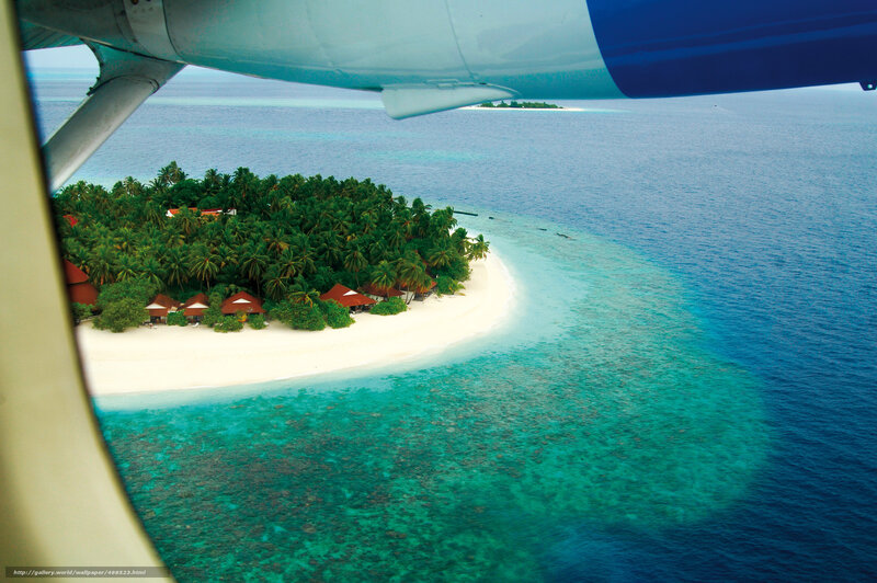 Tropical Island from Airplane