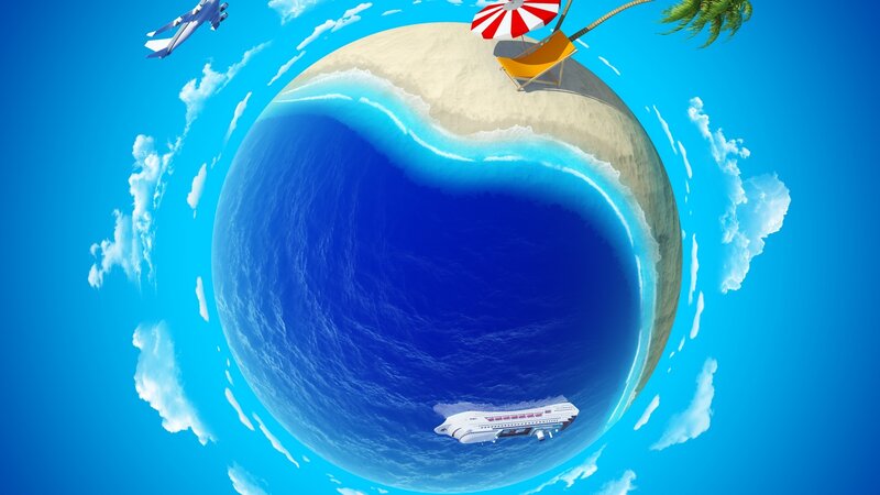 tropical island globe view