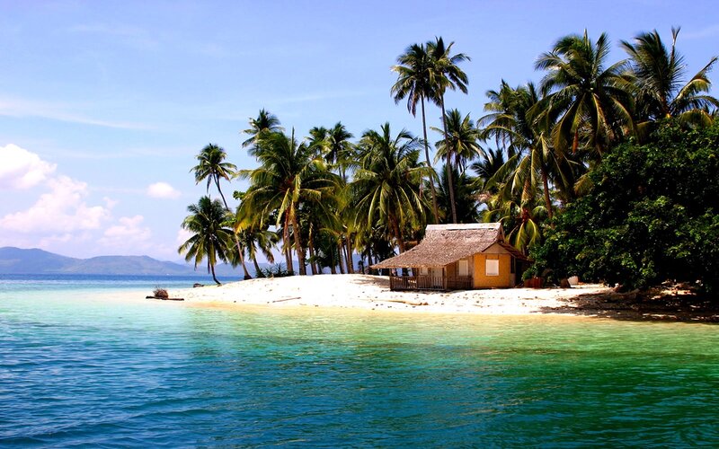Tropical Island Hut — Blue, Serene, Afternoon