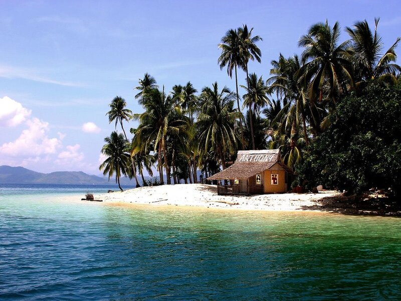 Tropical Island Hut — Blue