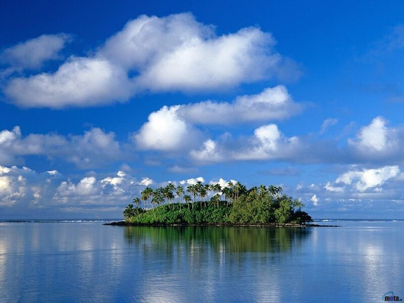 Tropical island in blue sea