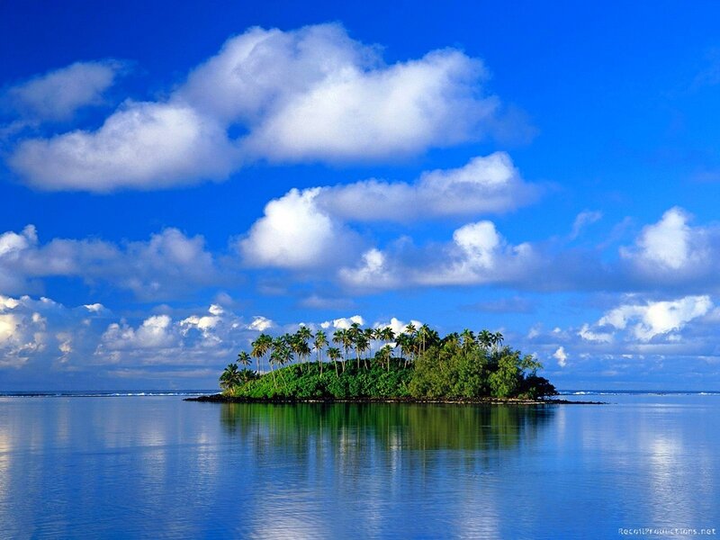 Tropical island in blue sea