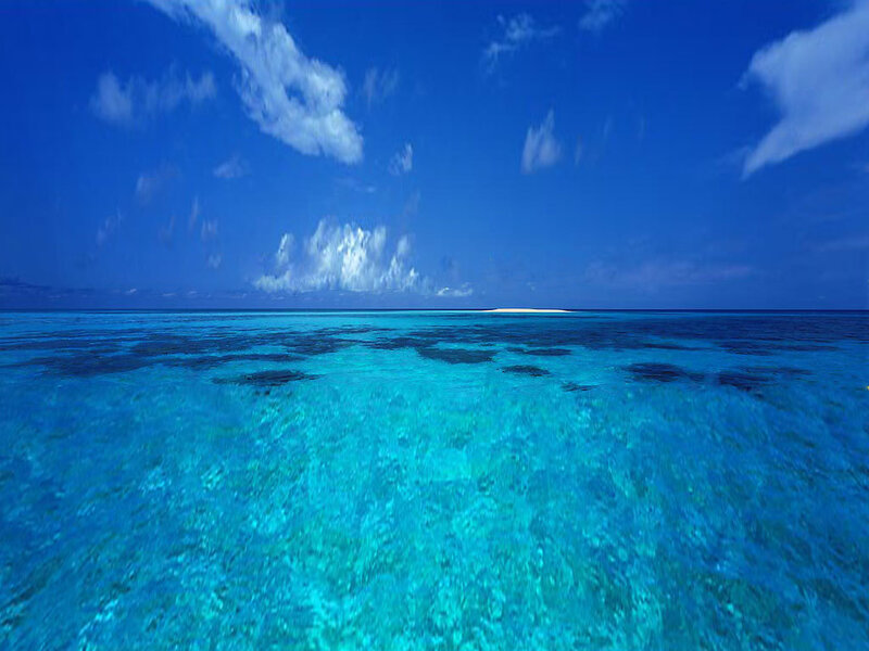 tropical island in clear blue water