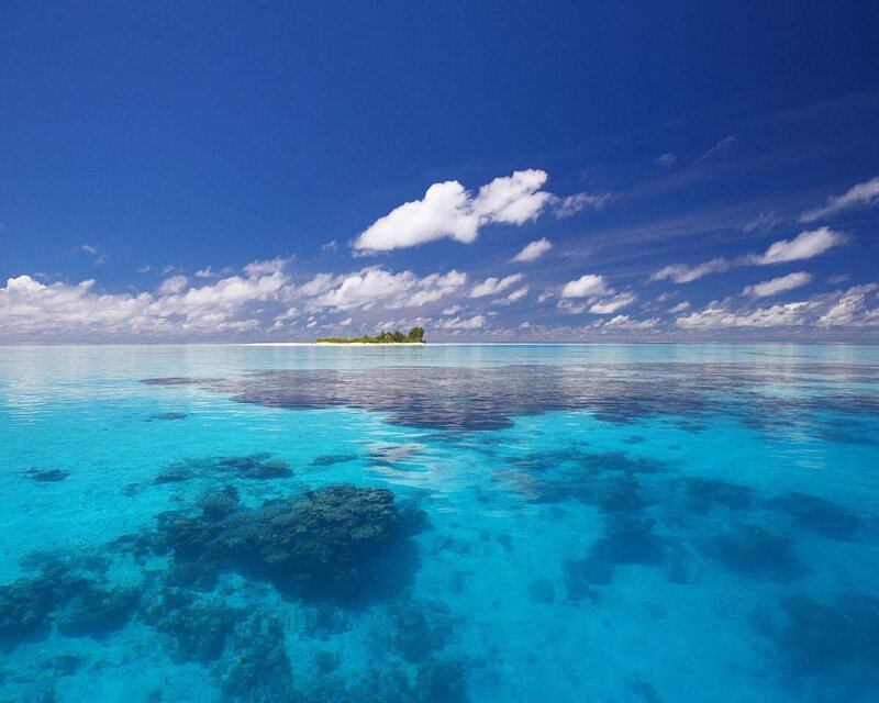 Tropical Island in Ocean — Blue, Serene