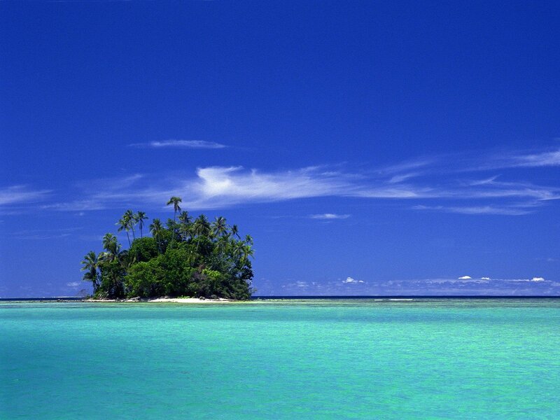 Tropical island in turquoise sea