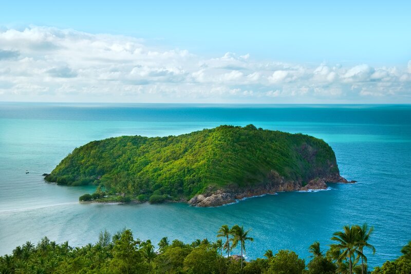 Tropical island in turquoise sea
