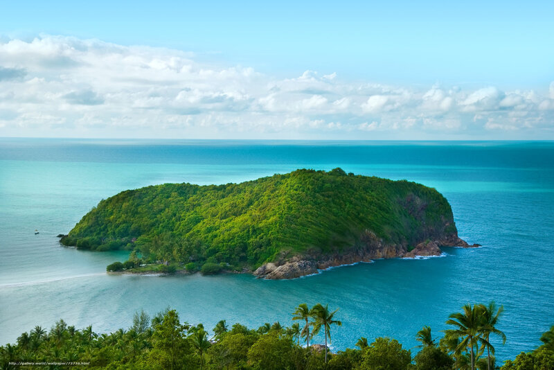 Tropical island in turquoise sea