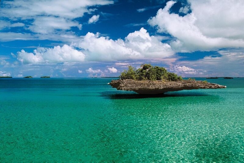 tropical island in turquoise water
