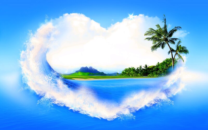 Tropical Island in Wave — Blue