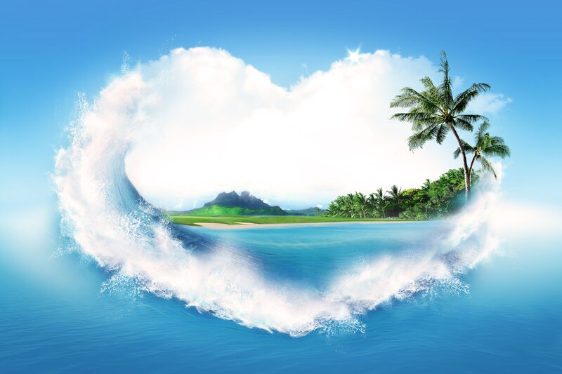 Tropical Island in Wave