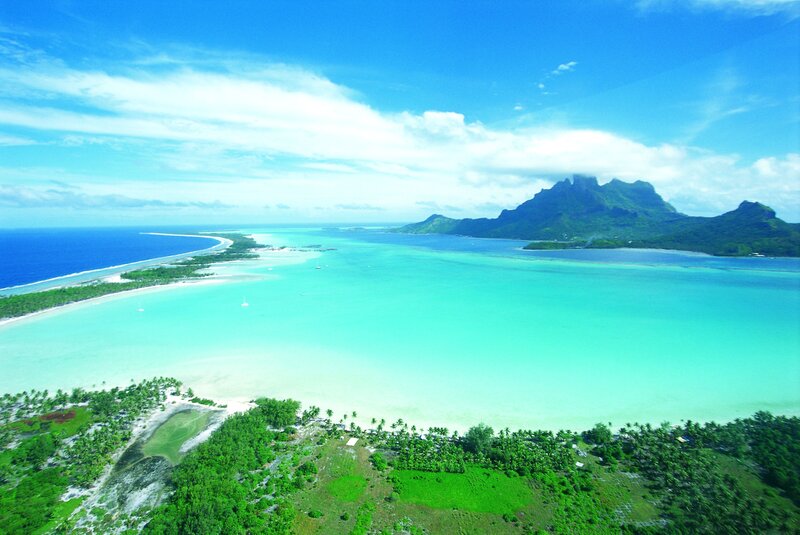 Tropical Island Lagoon — Blue, Serene, Afternoon, Photograph, Mountain