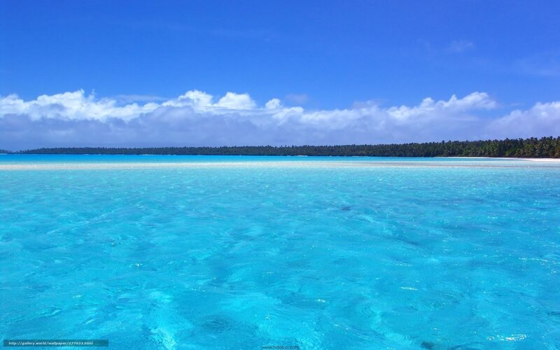 Tropical Island Lagoon — Blue, Serene, Afternoon, Photograph, Ocean, Sky