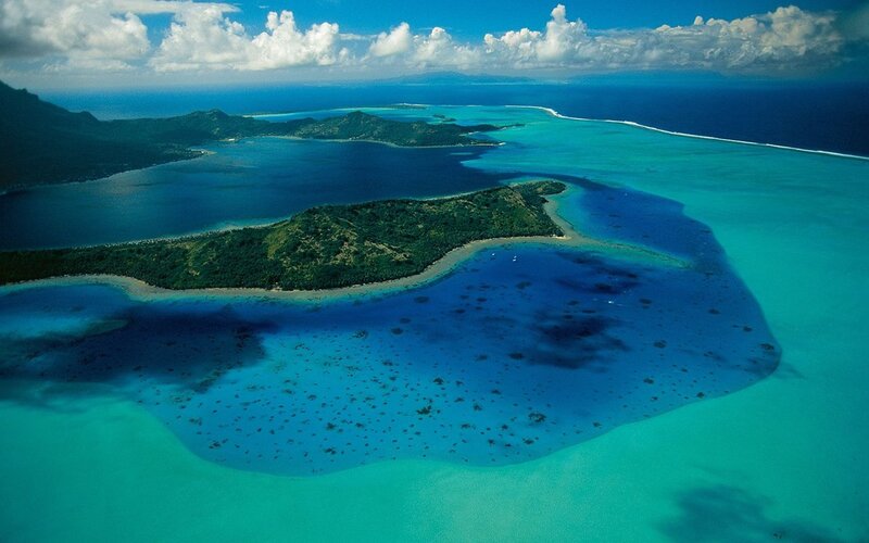 Tropical Island Lagoon — Blue, Serene, Afternoon, Photograph, Ocean