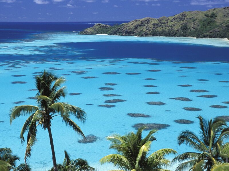 Tropical Island Lagoon — Blue, Serene, Afternoon, Photograph