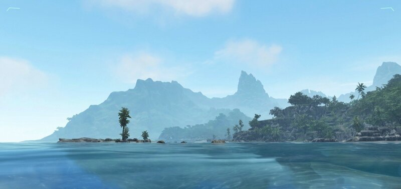 Tropical Island Landscape — Blue, Serene, Afternoon, 3d Render, Mountains