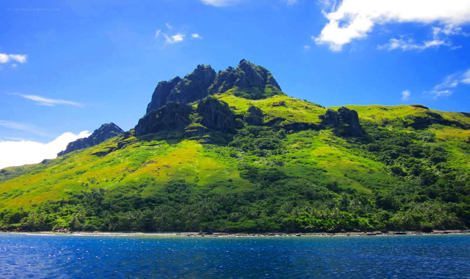 tropical island mountain view