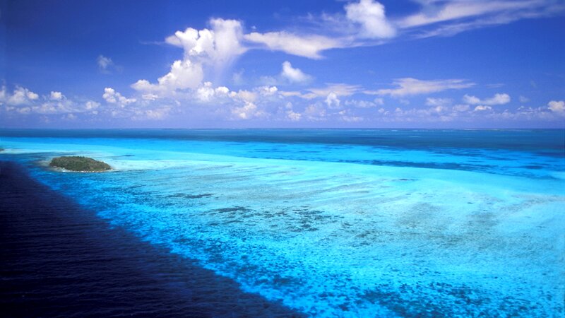 Tropical Island Reef — Blue, Serene, Afternoon, Photograph