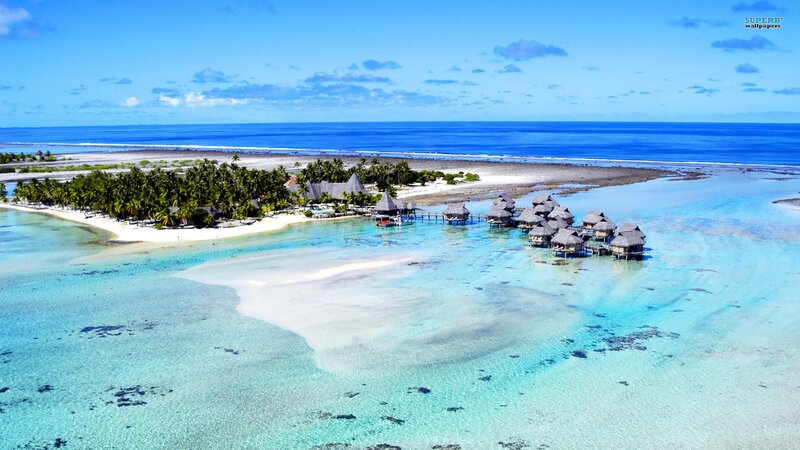 tropical island resort aerial view