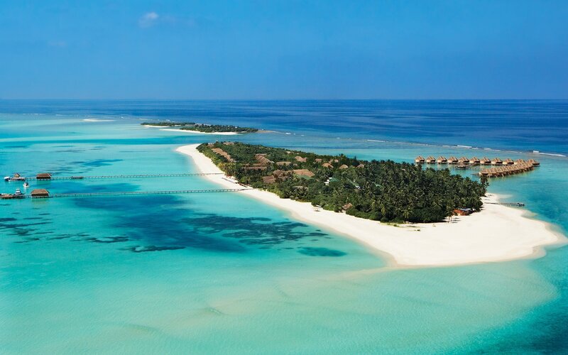 tropical island resort aerial view