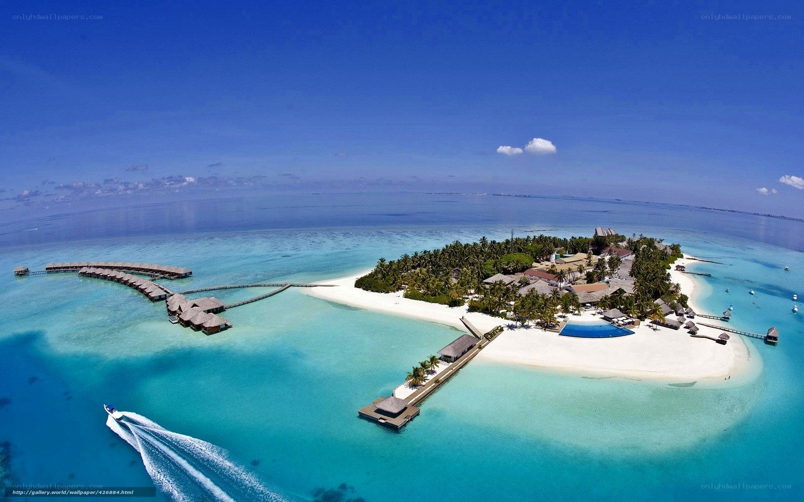 tropical island resort aerial view