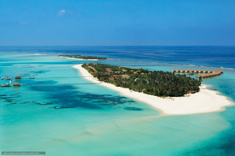 tropical island resort aerial view